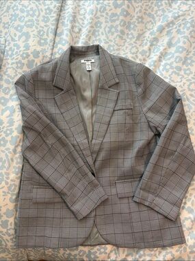 EUC Women’s RSQ Gray Glen Plaid Notch Lapel Oversized Blazer Size L